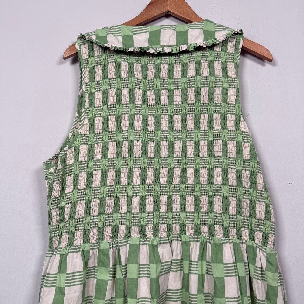 The Drop Plus Size Light Green Gingham Smocked Midi Dress, 2X, Great Condition - Picture 11 of 16